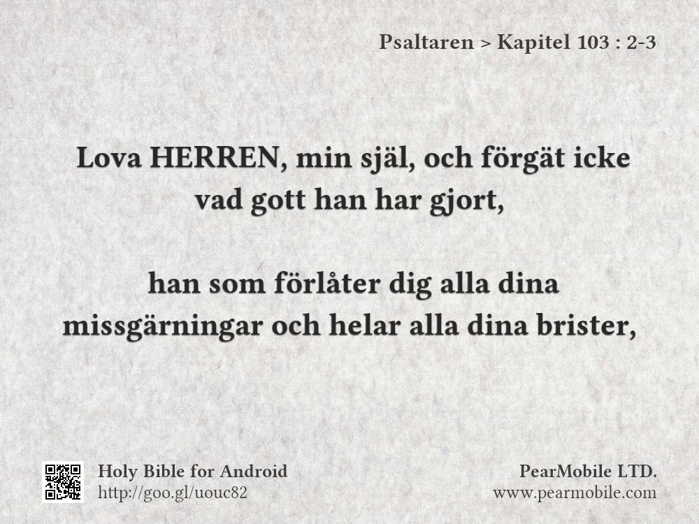 Psaltaren, Kapitel 103:2-3